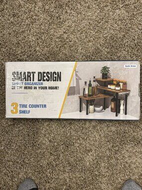 Shelf Organizer Rustic Brown and Black Metal NEW